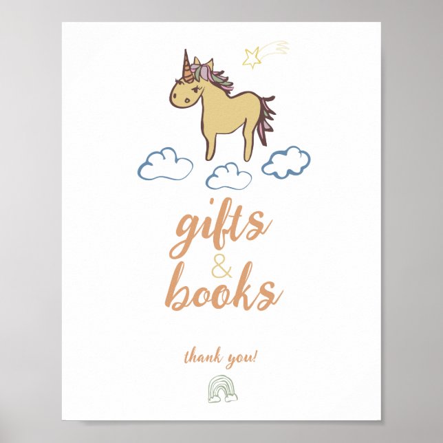 Unicorn Baby Duwer Gender Neutral Poster (Vorne)