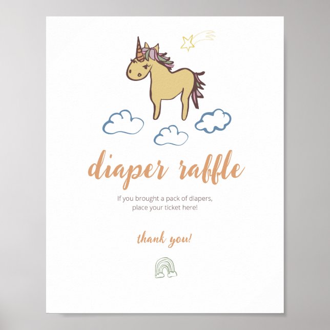 Unicorn Baby Duwer Gender Neutral Poster (Vorne)