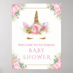 Unicorn Baby Girl Douche Affiche de bienvenue
