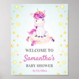 Unicorn Baby Girl Dusche Sprinkle Party Willkommen Poster