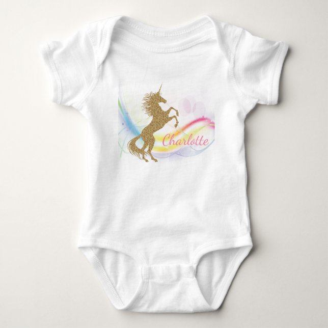Unicorn Baby Girl Personalisierte Shirts (Vorderseite)