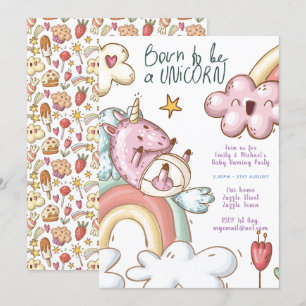 Unicorn Baby Naming Party - Junge Mädchen Gender R Einladung