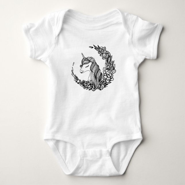 Unicorn Baby Romper Bodysuit Bekleidung Girls Baby Strampler (Vorderseite)