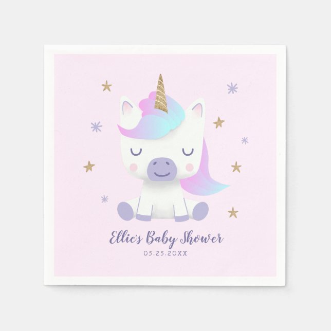 Unicorn Baby Shower Cartoon Serviette (Vorderseite)