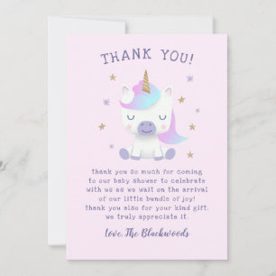 Unicorn Baby Shower Dankeskarte