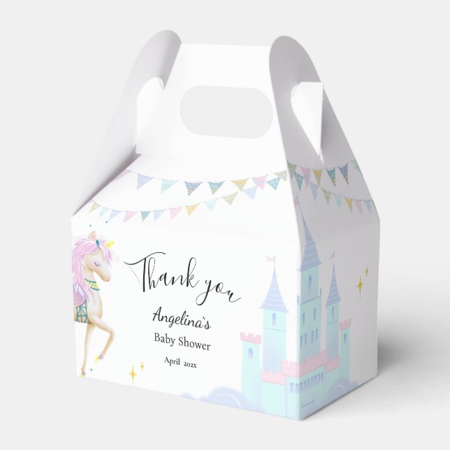 Unicorn Baby Shower Fevor Box. Geschenkschachtel (Vorderseite)