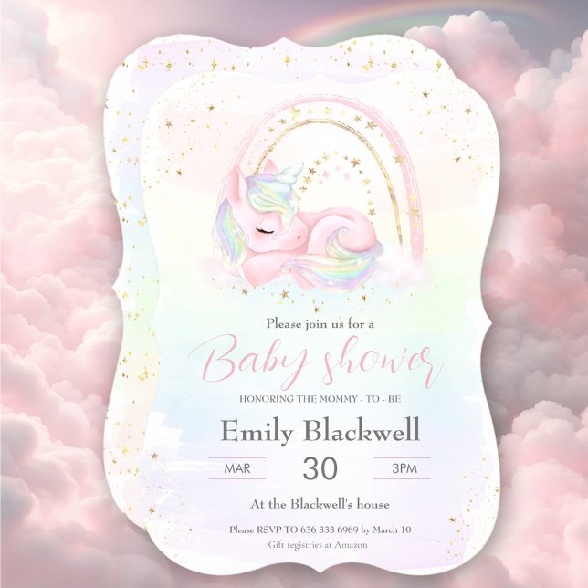 Unicorn baby shower fille baby shower invitation (Unicorn baby shower girl baby shower invitation)