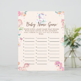 Unicorn Baby Shower Game Baby Name Game