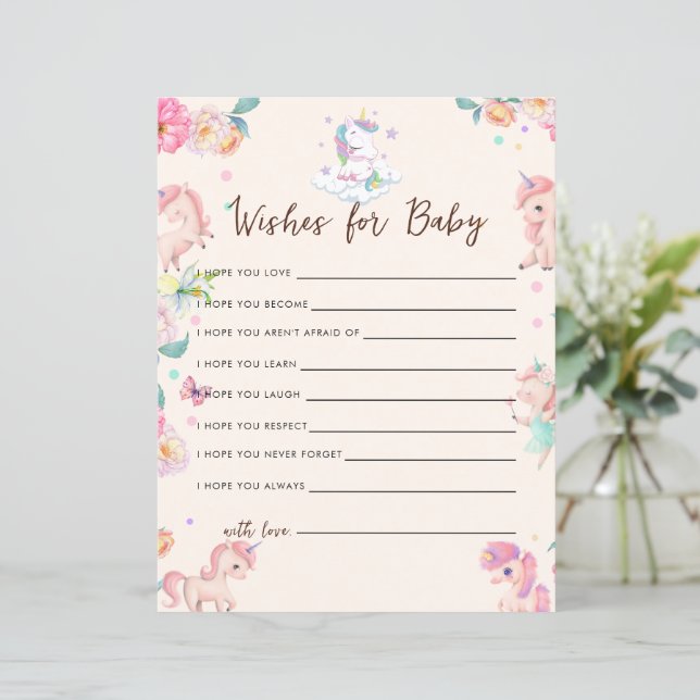 Unicorn Baby Shower Game Wish for Baby (Stehend Vorderseite)