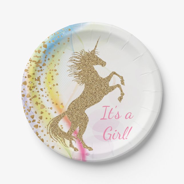 Unicorn Baby Shower Paper Teller (Vorderseite)