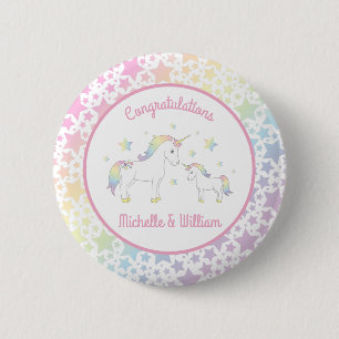 Unicorn Baby Shower Pastel Rainbow Niedlich Button