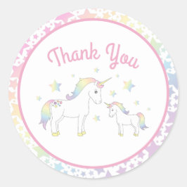 Unicorn Baby Shower Pastel Rainbow Niedlich Runder Aufkleber