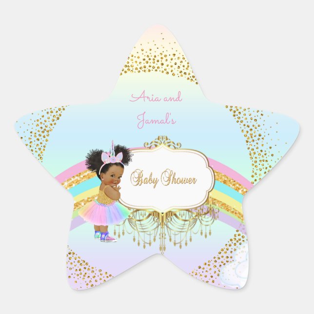 Unicorn baby shower préférence étiquettes autocoll (Devant)