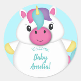 Unicorn Baby Shower Runder Aufkleber