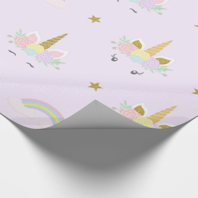 Unicorn Baby Shower Wrapping Paper Geschenkpapier (Ecke)