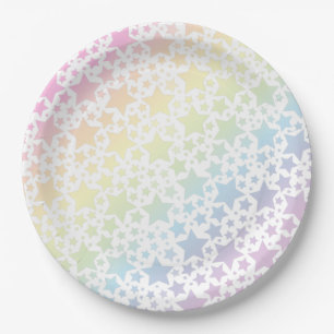 Unicorn Babydusche Pastel Rainbow Pappteller