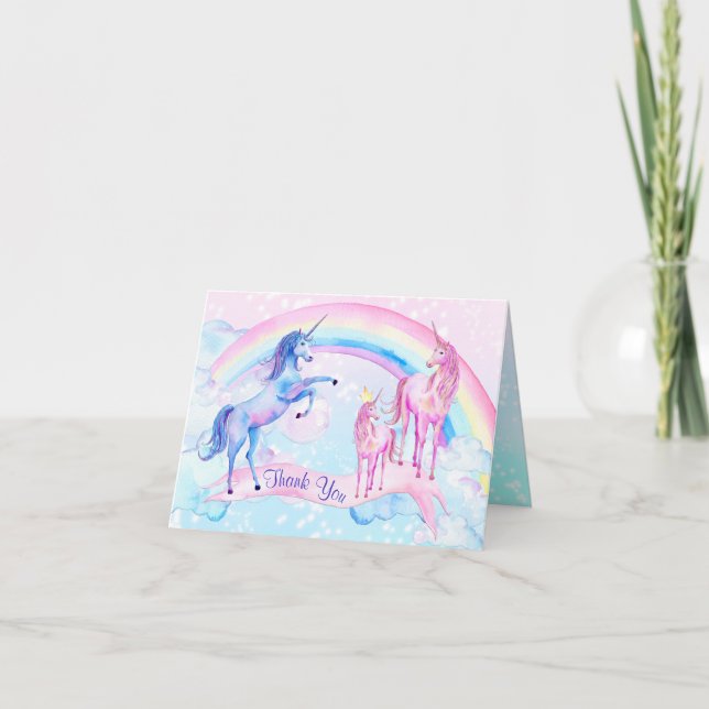 Unicorn Babydusche Vielen Dank Karten (Vorderseite)