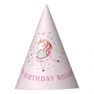 Unicorn Ballerina Girly PInk Geburtstagsparty Partyhütchen