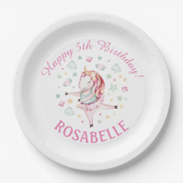 Unicorn Ballerina PInk Geburtstagsparty Pappteller