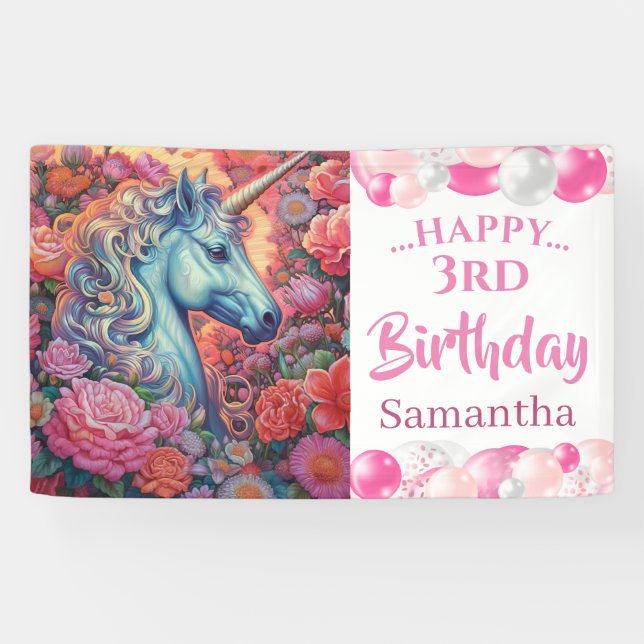 Unicorn Balloon Party Banner (Horizontal)
