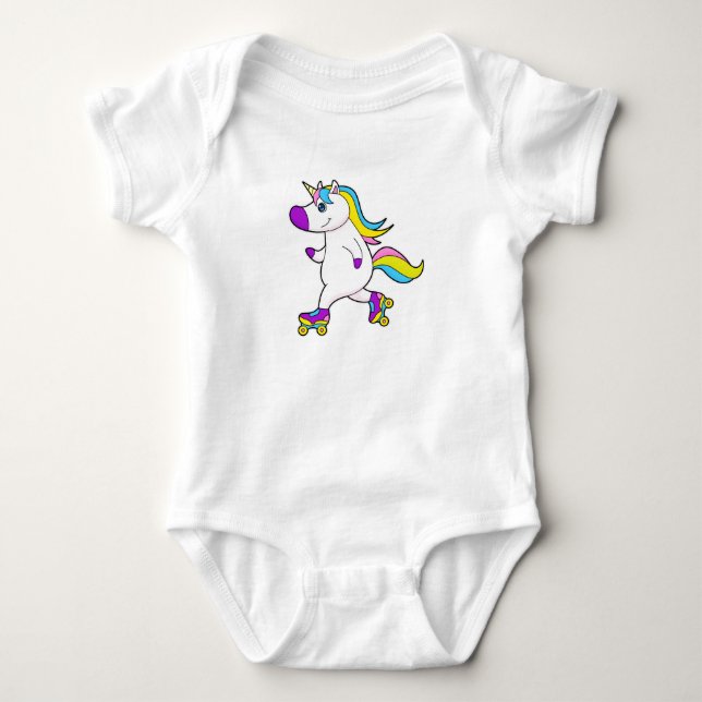 Unicorn bei Inline-Skaten mit Roller-Skaten Baby Strampler (Vorderseite)