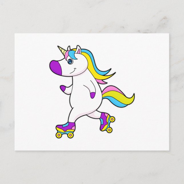 Unicorn bei Inline-Skaten mit Roller-Skaten Postkarte (Vorderseite)