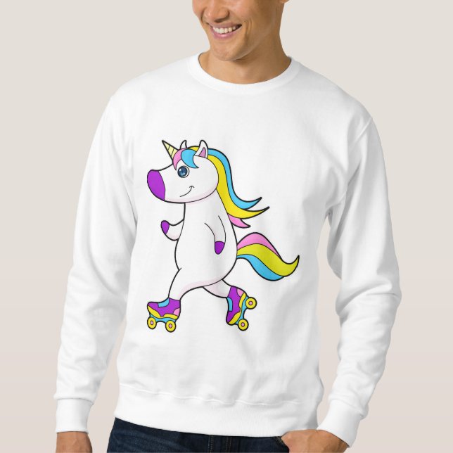 Unicorn bei Inline-Skaten mit Roller-Skaten Sweatshirt (Vorderseite)