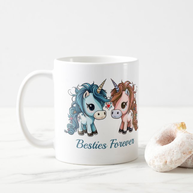 Unicorn Besties Forever Kaffeetasse (Mit Donut)