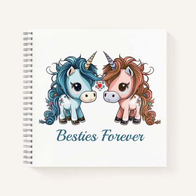 Unicorn Besties Forever Notizbuch (Vorderseite)