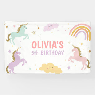 Unicorn Birthday Backdrop Banner Regenbogen Magisc