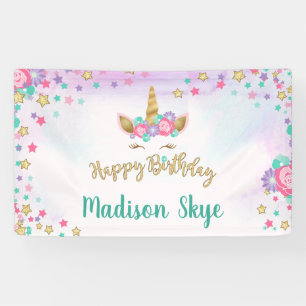 Unicorn Birthday Banner Magical Girl Party