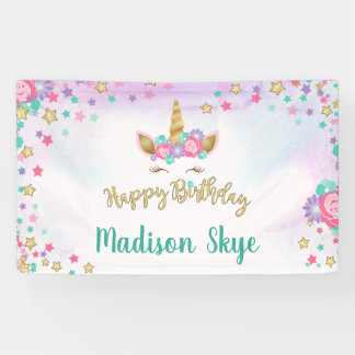 Unicorn Birthday Banner Magical Girl Party