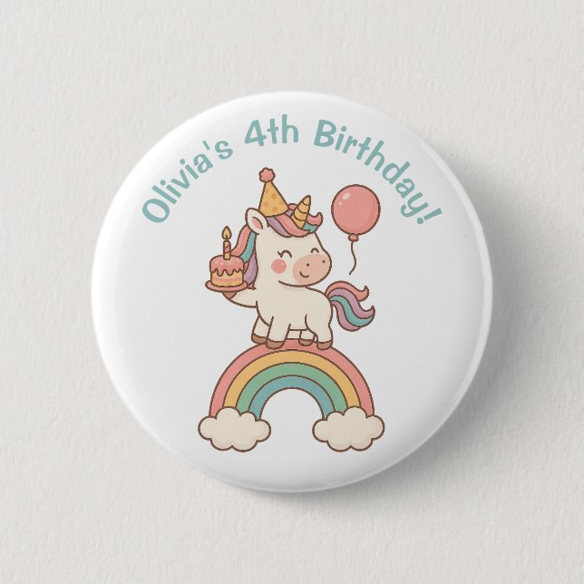 Unicorn Birthday Button (Vorderseite)