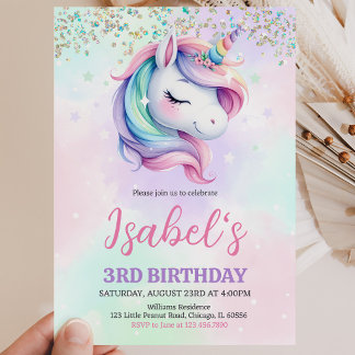 Unicorn Birthday Einladung