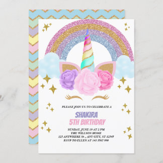Unicorn Birthday Einladung