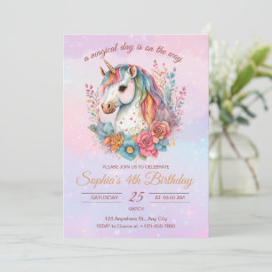 Unicorn Birthday Einladung Rainbow Unicorn Girls
