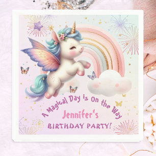 Unicorn Birthday Girl Lila Pink Paper Serviette