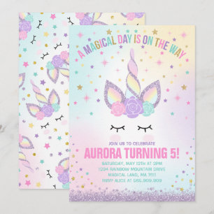 Unicorn Birthday Invitation Magique Unicorn Party