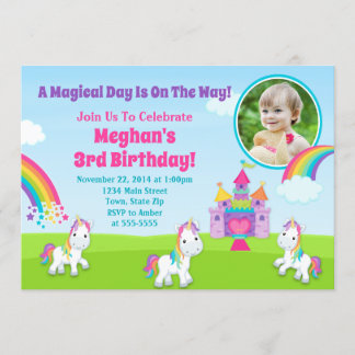 Unicorn Birthday Invitation Rainbow Unicorn Girl Einladung