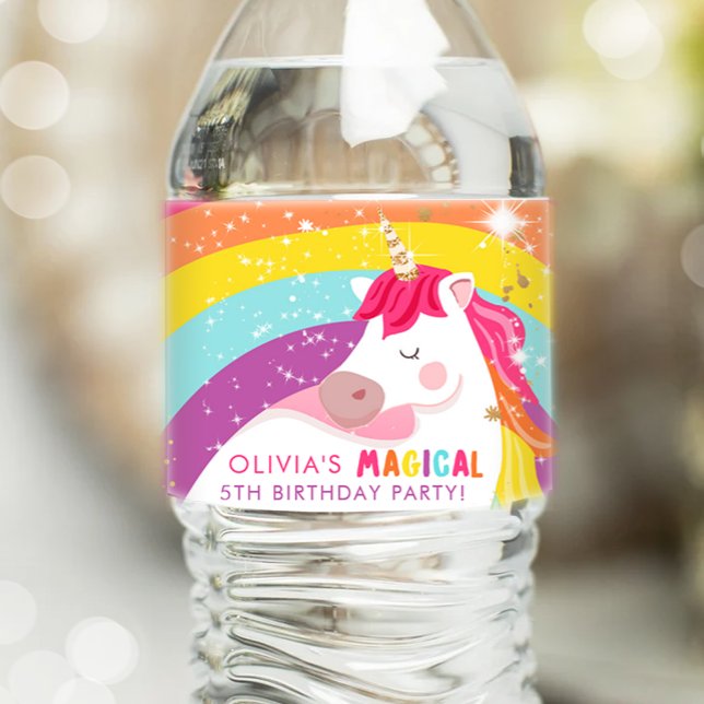 Unicorn Birthday Label Rainbow Magical Girl Pink (Von Creator hochgeladen)