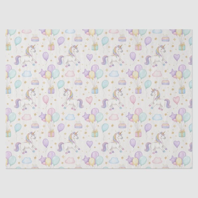 Unicorn Birthday Magic – Pastel Fantasy Celebratio Seidenpapier (Vorderseite)