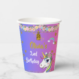Unicorn Birthday Paper Cups |Rainbow Unicorn-Party Pappbecher