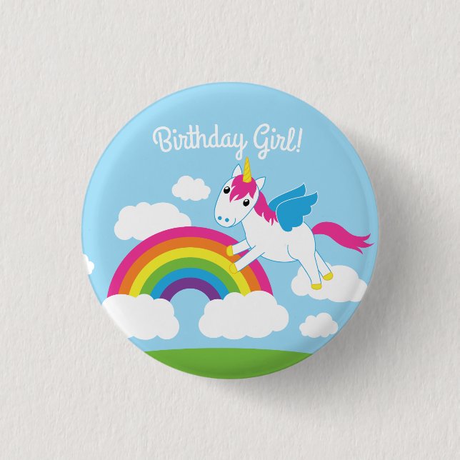 Unicorn Birthday Party Button (Vorderseite)