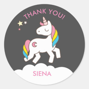 Unicorn Birthday Party Danke Runder Aufkleber