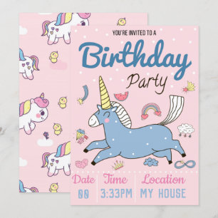 Unicorn Birthday Party Einladung