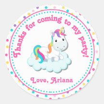 Unicorn Birthday Party Fvor Tag Aufkleber