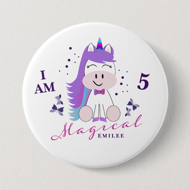 Unicorn Birthday Party gibt Button-Button-Abzeiche Button (Vorderseite)