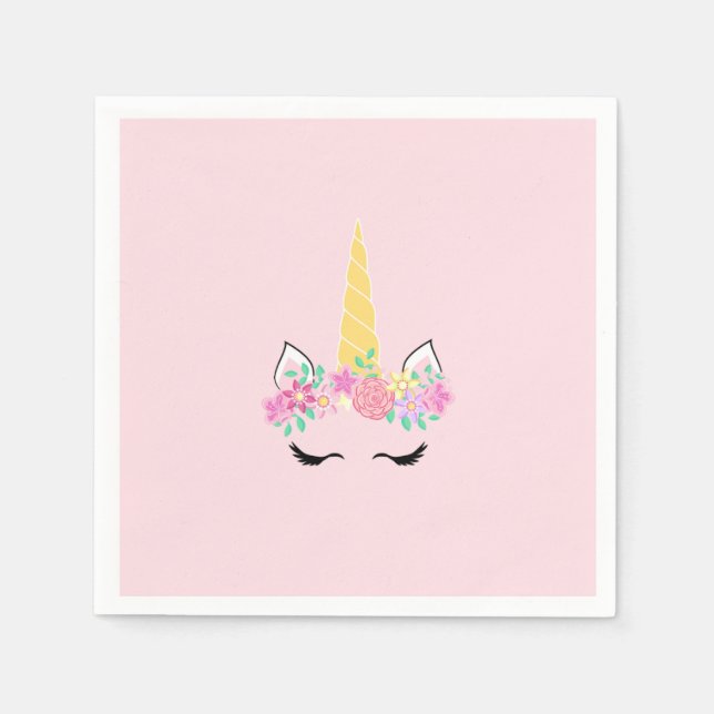 Unicorn Birthday Party Paper Napkins Serviette (Vorderseite)