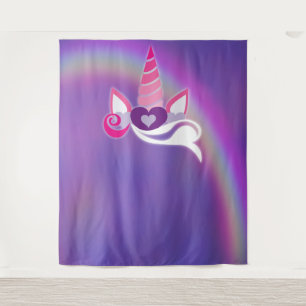 Unicorn Birthday Party Rainbow Foto Hintergrund Wandteppich