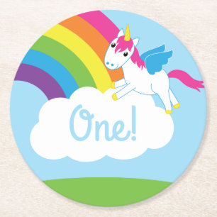 Unicorn Birthday Party Runder Pappuntersetzer